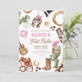 Eerste Rodeo Cowboy Wild West Western Meisje Verja Kaart (Staand voorkant)