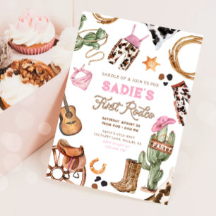 Eerste Rodeo Cowboy Wild West Western Meisje Verja Kaart