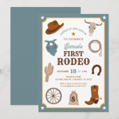 Eerste Rodeo Cowboy Wilde Westen Jongen Eerste Ver Kaart (Voorkant / Achterkant)