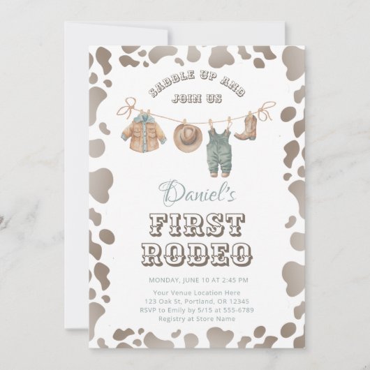 Eerste Rodeo Cowboykleding Western jongensverjaard Kaart (Voorkant)