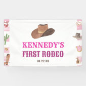 Eerste Rodeo Cowgirl 1e Eerste Verjaardagsfeest Spandoek (Horizontaal)