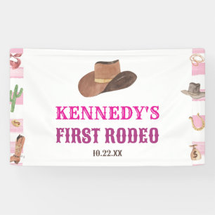Eerste Rodeo Cowgirl 1e Eerste Verjaardagsfeest Spandoek