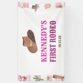 Eerste Rodeo Cowgirl 1e Eerste Verjaardagsfeest Spandoek (Verticaal)