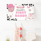 Eerste Rodeo Cowgirl 1e verjaardag Spandoek (Insitu)