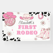 Eerste Rodeo Cowgirl 1e verjaardag Spandoek (Horizontaal)