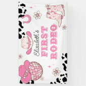 Eerste Rodeo Cowgirl 1e verjaardag Spandoek (Verticaal)