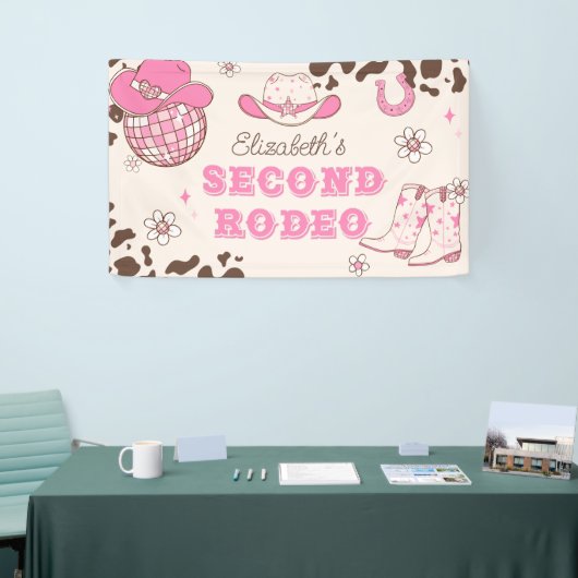 Eerste Rodeo Cowgirl 2e rodeo verjaardagsfeestje Spandoek (Beurs)