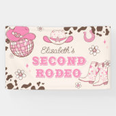Eerste Rodeo Cowgirl 2e rodeo verjaardagsfeestje Spandoek (Horizontaal)