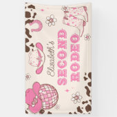 Eerste Rodeo Cowgirl 2e rodeo verjaardagsfeestje Spandoek (Verticaal)