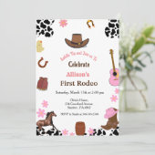 Eerste Rodeo cowgirl eerste verjaardagsfeest Kaart (Staand voorkant)