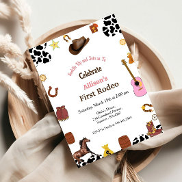 Eerste Rodeo cowgirl eerste verjaardagsfeest Kaart