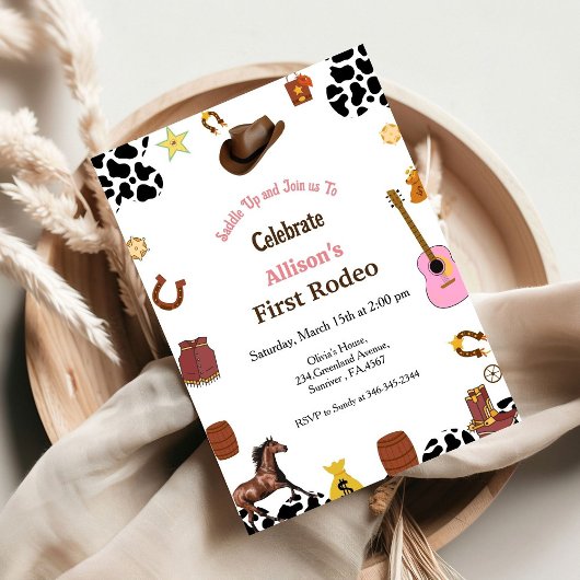 Eerste Rodeo cowgirl eerste verjaardagsfeest Kaart