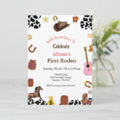 Eerste Rodeo cowgirl eerste verjaardagsfeest Kaart (Staand voorkant)