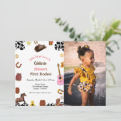 Eerste Rodeo cowgirl eerste verjaardagsfeest Kaart (Staand voorkant)