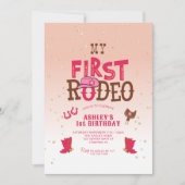 Eerste Rodeo Cowgirl Peach 1e verjaardag Kaart (Voorkant)