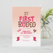 Eerste Rodeo Cowgirl Peach 1e verjaardag Kaart (Staand voorkant)