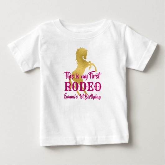 Eerste rodeo-cowgirl roze en goud gepersonaliseerd (Voorkant)