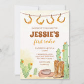 Eerste Rodeo Cowgirl Uitnodiging voor verjaardag (Voorkant)