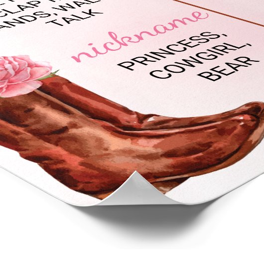 Eerste Rodeo Cowgirl Verjaardag Milestone Poster (Hoek)