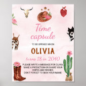 Eerste Rodeo Cowgirl Verjaardag Tijd Capsule teken Poster (Voorkant)