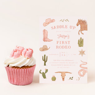 Eerste Rodeo Cowgirl verjaardagsfeestje Kaart