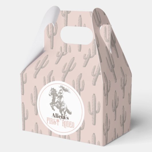 Eerste Rodeo Cowgirl Western Roze 1e Verjaardag Bedankdoosjes (Voorkant)