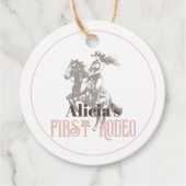 Eerste Rodeo Cowgirl Western Roze 1e Verjaardag Bedankjes Labels (Voorkant)