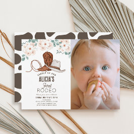 Eerste Rodeo Cowgirl Westerne Floral 1e verjaardag Kaart