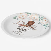 Eerste Rodeo Cowgirl Westerne Floral 1e verjaardag Papieren Bordje (Gekanteld)