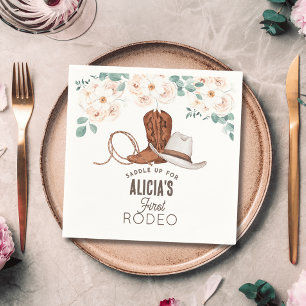 Eerste Rodeo Cowgirl Westerne Floral 1e verjaardag Servet