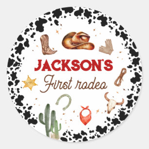 Eerste Rodeo Cupcake Toppers 1e verjaardag Ronde Sticker
