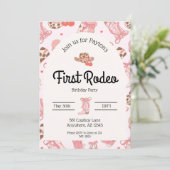 Eerste Rodeo Girls verjaardagsuitnodiging Kaart (Staand voorkant)