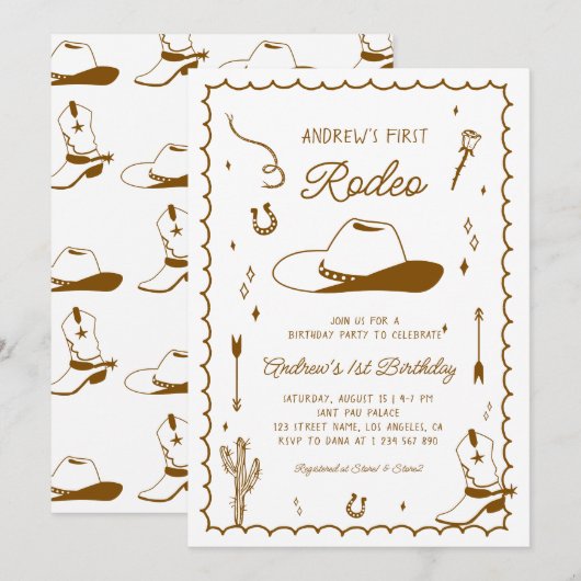 Eerste Rodeo Hand getekend West Western 1e verjaar Kaart (Voorkant / Achterkant)