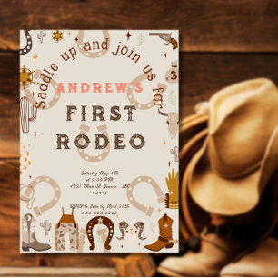 Eerste Rodeo Hoefijzer land Magnetische Uitnodiging