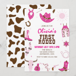 Eerste Rodeo Hot Pink Western 1e Verjaardag Kaart