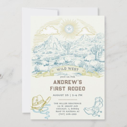 Eerste Rodeo  Invitation Sjabloon Kaart (Voorkant)