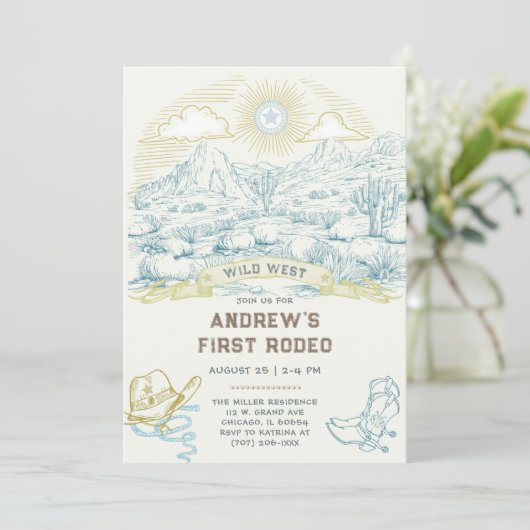 Eerste Rodeo Invitation Sjabloon Kaart (Staand voorkant)