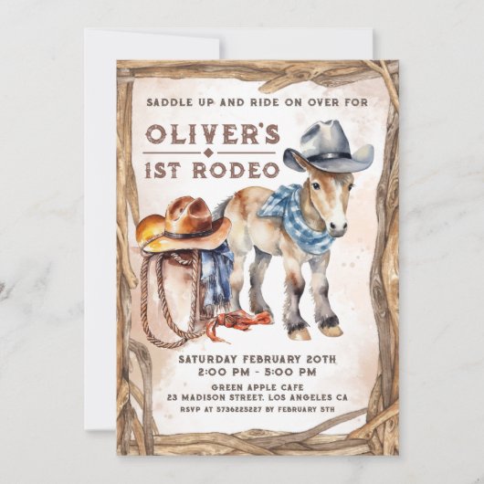 Eerste RODEO | Jongen Cowboy 1e verjaardag Kaart (Voorkant)