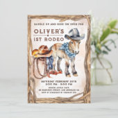 Eerste RODEO | Jongen Cowboy 1e verjaardag Kaart (Staand voorkant)