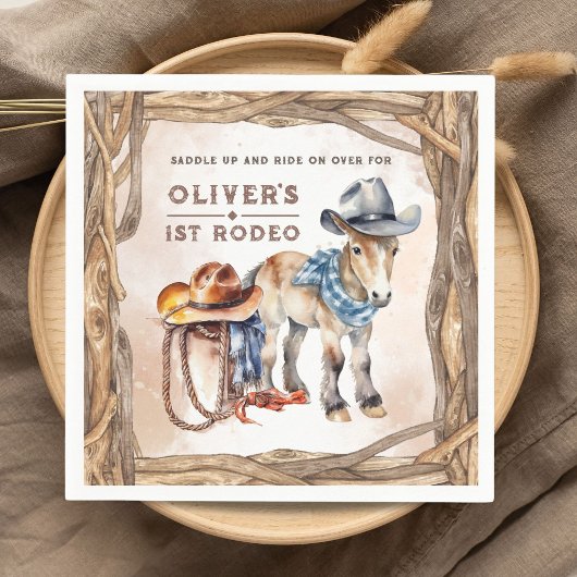 Eerste RODEO | Jongen Cowboy 1e verjaardagsfeestje Servet