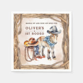 Eerste RODEO | Jongen Cowboy 1e verjaardagsfeestje Servet (Voorkant)