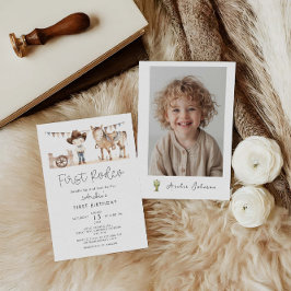 Eerste Rodeo Jongen Moderne 1e Verjaardag Kaart