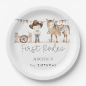 Eerste Rodeo Jongen Verjaardagsfeestje Papieren Bordje (Voorkant)