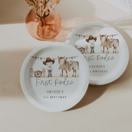 Eerste Rodeo Jongen Verjaardagsfeestje Papieren Bordje