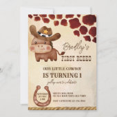 Eerste rodeo kleine cowboy schattige paardenverjaa kaart (Voorkant)