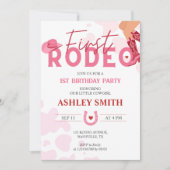 Eerste Rodeo kleine cowgirl 1e verjaardag roze roo Kaart (Voorkant)