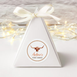 Eerste Rodeo Koe Southern Cowboy Verjaardag Ronde Sticker