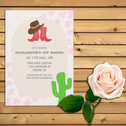 Eerste Rodeo Meisje 1e Verjaardag Kaart
