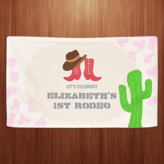 Eerste Rodeo Meisje 1e Verjaardag Spandoek