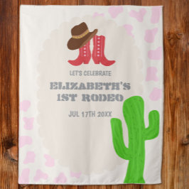 Eerste Rodeo Meisje 1e Verjaardag Wandkleed